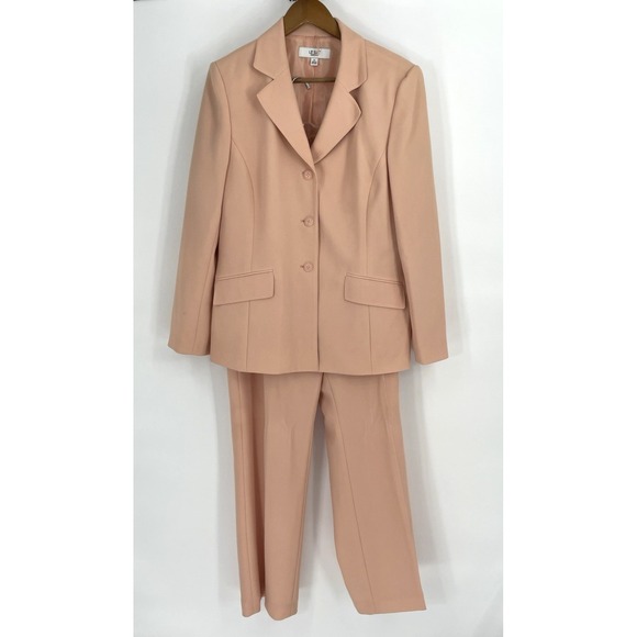 Le Suit Pantsuit Women's Two-Piece Set Blazer(14) & Pants(12) Peach Lined - Picture 2 of 16